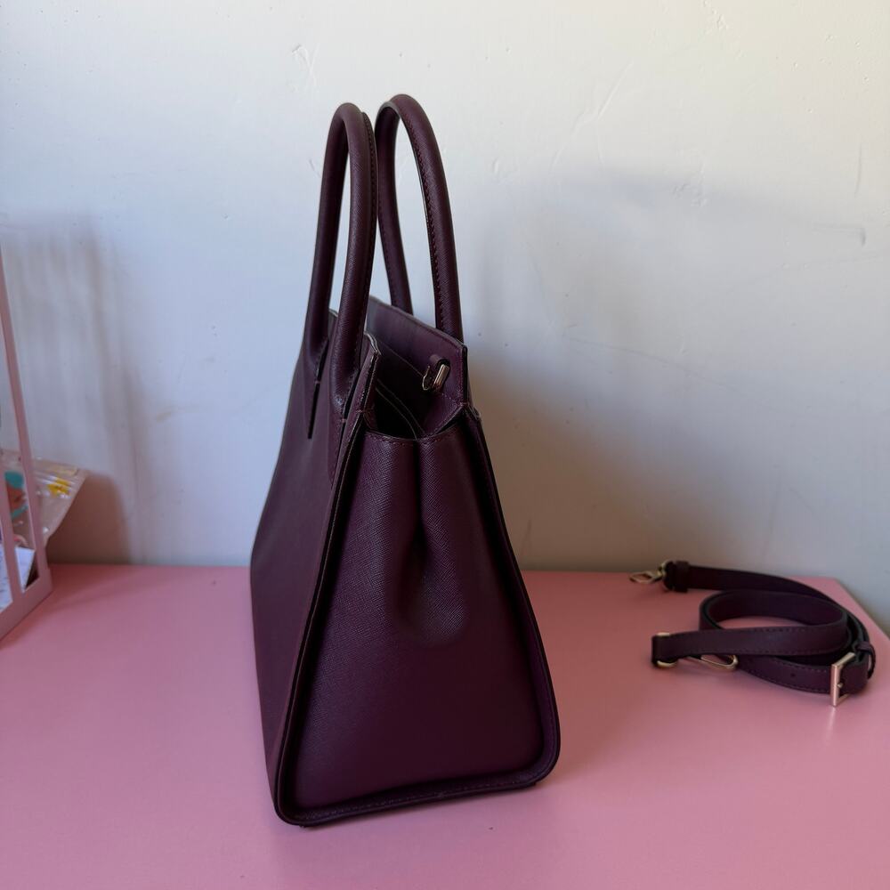 Kate Spade New York Cameron Street Perforated Candace Satchel in Deep Burgundy - Picture 4 of 11